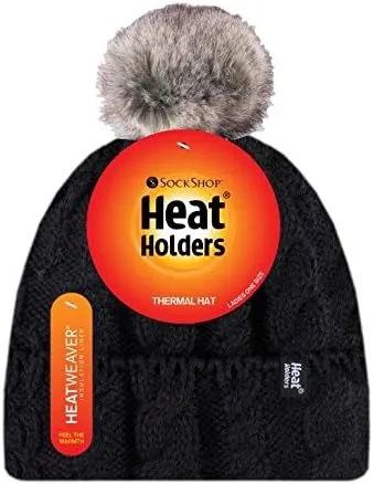 Miniatura 3 de Gorros térmicos de punto grueso para mujer con pompones