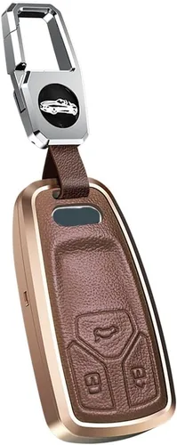 Miniatura 10 de Compatible con Audi Q3 Q8 Q7 Q5 A3 A4 A5 A6 A7 TT TTS S4 S5 RS4 RS5 Funda de cuero de metal para llavero inteligente