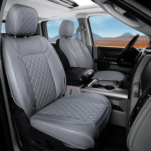 Miniatura 12 de FREESOO Juego completo de fundas de asiento de automóvil para Dodge Ram 2002-2018 1500 y 2011-2026 2500 3500 Crew Quad Cab, 2019-2024 Ram 1500 Negro