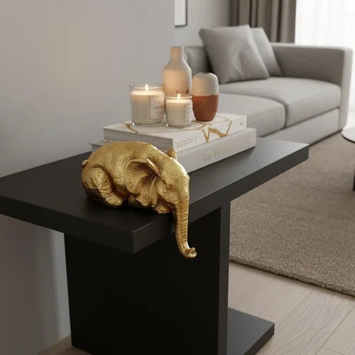 Miniatura 7 de Braxio Estatua de elefante para decoración del hogar, escultura abstracta de elefante dorado de resina para estantes, escritorio, mesa, oficina