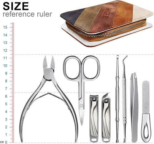 Miniatura 7 de SGNEKOO - Juego de 8 piezas de cortaúñas para la familia, kit profesional de manicura de acero inoxidable con herramienta de uñas encarnadas, lima