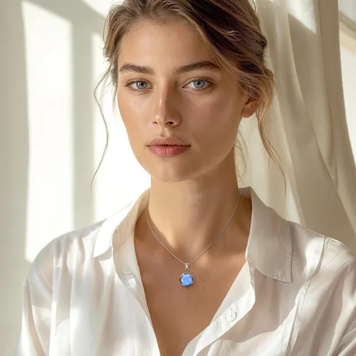 Miniatura 25 de 925 Sterling Silver Gemstone Necklace Women - Gemstone Pendant Necklace Silver- Birthstone Necklace - Silver Jewelry for Women- Minimalist Jewelry