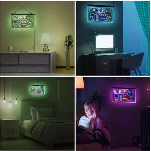 Miniatura 4 de ADVPRO Barbería barra de corte de pelo salón tricolor LED neón signo verde y rojo y amarillo 13 x 8.7 pulgadas st9s32-i2044-gry