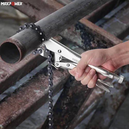 Miniatura 6 de MAXPOWER Abrazadera de cadena de bloqueo de 9 pulgadas con cadena de 19.7 pulgadas, paquete de 2