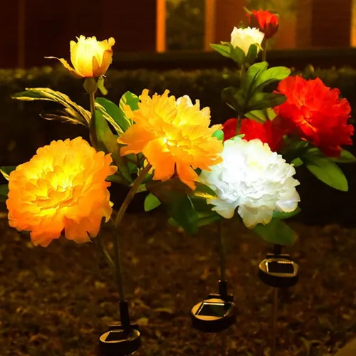 Miniatura 6 de Aolyty Luces solares de jardín de flores, luz solar de peonía para decoración al aire libre, IP65, luces solares de estaca impermeables, paquete