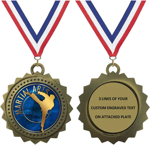Miniatura 17 de Express Medals Various Styles 1 to 50 Pack of Engraved Gold Martial Arts Medals Trophy Award with Neck Ribbon Medal Trophies Gift Prize Karate