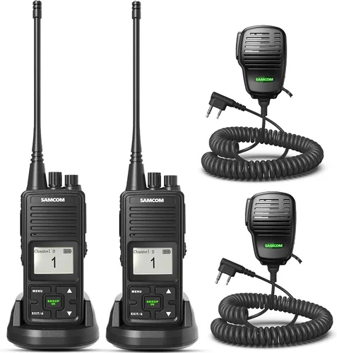 Miniatura 7 de SAMCOM FPCN10A - Radio bidireccional de largo alcance con micrófono de altavoz impermeable, walkie talkies resistentes, 20 canales UHF, batería
