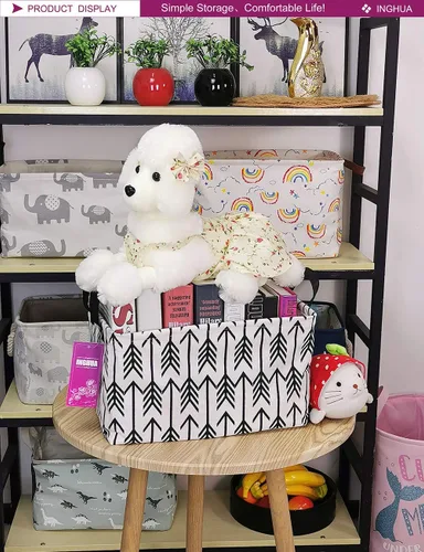 Miniatura 3 de Cesta de almacenamiento rectangular de tela con organizador de tela para juguetes, libros, ropa, regalos, mascotas - Perfecta para el hogar, Rec