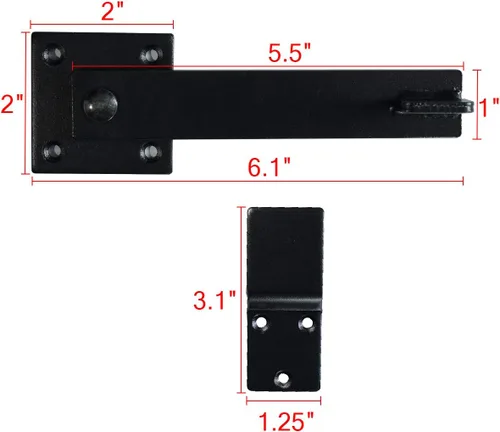 Miniatura 5 de Cerradura de puerta de granero de 5.5 pulgadas, hierro forjado resistente, negro mate
