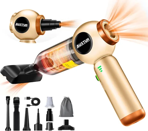 Miniatura 10 de Aspiradora de mano inalámbrica – 17500 PA fuerte succión recargable, 3 velocidades, ajustable, portátil, mini eliminador de polvo para pelo