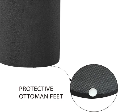 Miniatura 5 de Get Set Style Moderno otomano redondo con asiento acolchado suave, taburete multifuncional para maquillaje, reposapiés tapizado, taburete otomano