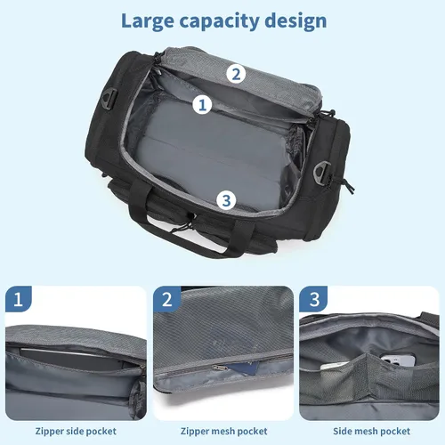 Miniatura 6 de Wotony Bolsa de lona táctica para hombres, bolsa de lona para gimnasio, viajes, entrenamiento militar de fin de semana, bolsa Molle, Negro, 35 l