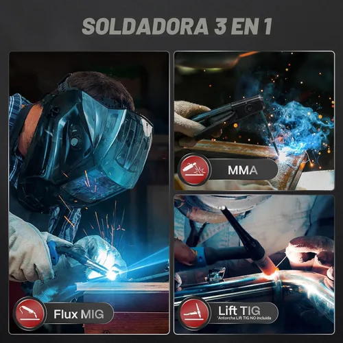 Miniatura 2 de ARCCAPTAIN Soldador MIG de 130 A, soldador MIG de núcleo de flujo de 110 V, máquina de soldadura TIG/Stick 3 en 1 con sinergia, equipo de soldadura