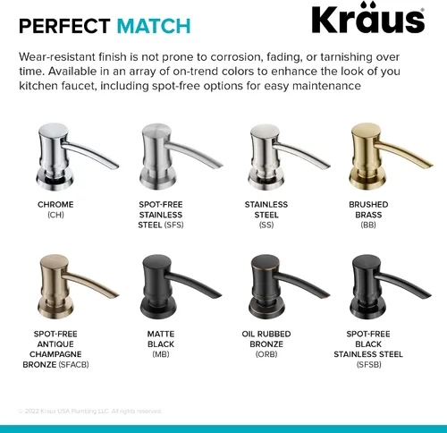 Miniatura 10 de Dispensador de jabón y loción de cocina Kraus en acero inoxidable libre de manchas, KSD-54SFS Acero inoxidable sin manchas.