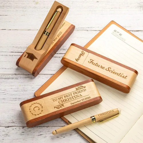 Miniatura 7 de Juego de bolígrafos y estuches de madera personalizados, bolígrafo de madera natural, regalo de cumpleaños/Navidad/graduación