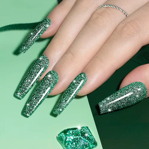 Miniatura 3 de RARJSM - Esmalte de uñas de gel con purpurina, de color verde oliva, brillante y brillante, para manicura DIY y salón de uñas, requiere secado