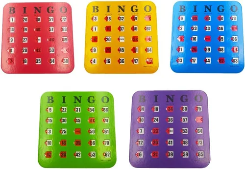 Miniatura 2 de Yuanhe Tarjetas de bingo con diapositivas de obturador, paquete de 5 unidades, multicolor extra grueso, fácil de leer con ventanas deslizantes