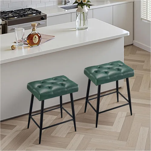 Miniatura 10 de STOOLINK Juego de 2 taburetes de bar de 24 pulgadas de altura de mostrador para isla de cocina, taburetes de bar de cocina modernos con base