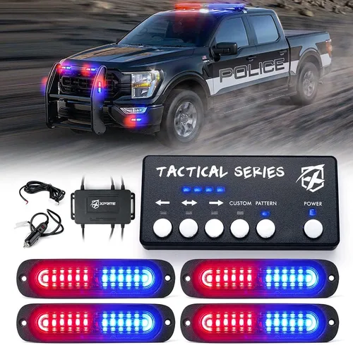 Miniatura 9 de Xprite Kit de luces estroboscópicas LED ámbar para montaje en superficie, parrilla de parrilla lateral, luz intermitente de advertencia