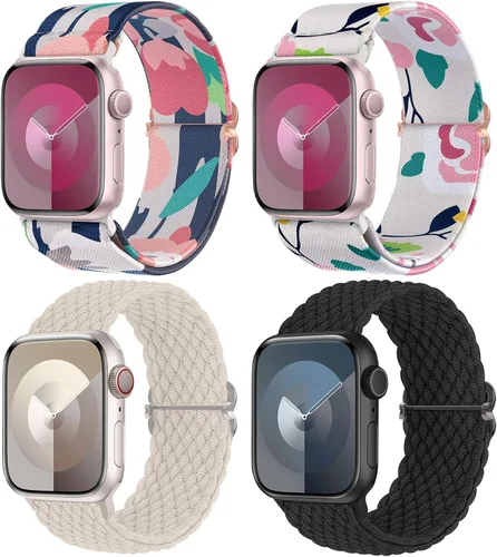 Miniatura 12 de Delidigi Correas elásticas compatibles para Apple Watch de 40 mm, 38 mm, 41 mm, 42 mm, 44 mm, 45 mm, 46 mm, 49 mm, correas de nailon trenzadas