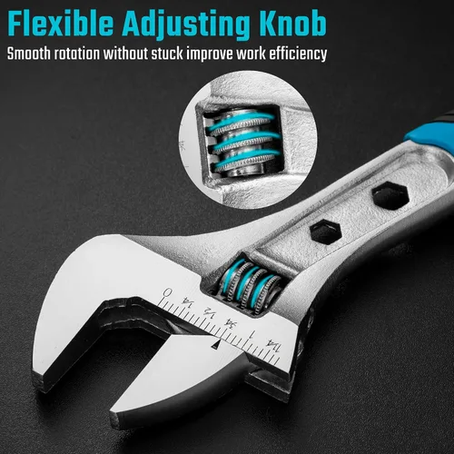 Miniatura 4 de DURATECH - Llave ajustable de 10 pulgadas, llave combinada 3 en 1 con extremo en caja/función hexagonal, acero CR-V, escalas métricas y SAE