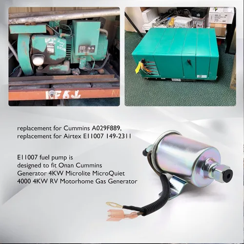 Miniatura 5 de E11007 Bomba de combustible eléctrica de 12 V compatible con generador Onan Cummins 4KW Microlite MicroQuiet 4000 4KW RV, repuesto para Airtex