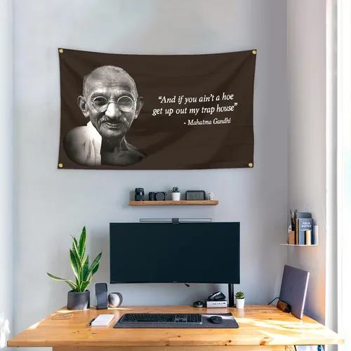 Miniatura 6 de Chief Gandhi - Bandera de 3 x 5 pies, divertido póster de pared de cueva de hombre duradero con ojales de latón. Esta hermosa bandera