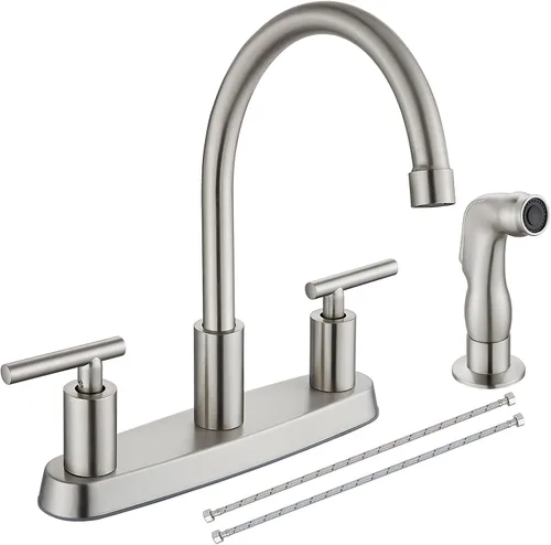 Grifos de cocina, grifo de fregadero de cocina de arco alto con boquilla giratoria de 360°, 2 manijas, centro de 8 pulgadas, grifo de cocina RV con