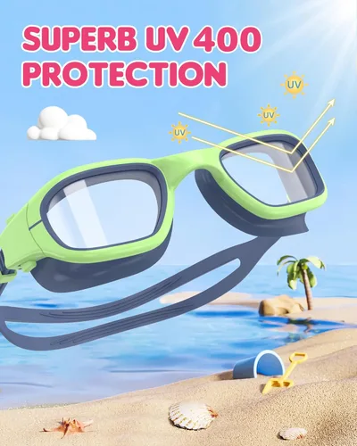 Miniatura 2 de Gafas de natación para niños, gafas de natación para niños de 6 a 14 años, gafas de piscina con protección UV antivaho para niños y niñas Azul