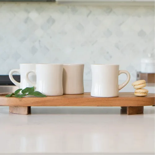 Miniatura 5 de Serami Juego de tazas de café originales de 11 onzas color crema, tazas de cerámica ideales para juego de cocina, viajes y té caliente, taza retro