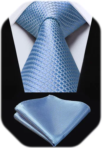 Miniatura 181 de HISDERN Conjunto de corbata a cuadros a cuadros pañuelo tejido clásico formal para hombre corbata y bolsillo cuadrado