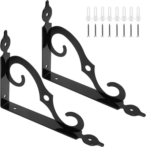 Miniatura 8 de Luomorgo 10 soportes decorativos en L para estantes, montaje en pared, en forma de L, soporte flotante para estante de metal resistente, soporte