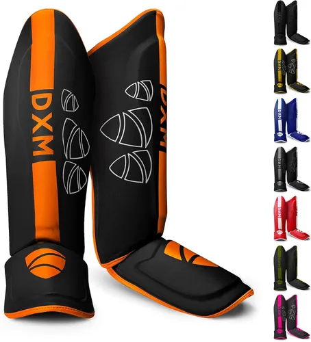 Miniatura 11 de DXM SPORTS Espinilleras de artes marciales kickboxing con protección en el empeine para Muay Thai, boxeo, artes marciales, karate, taekwondo