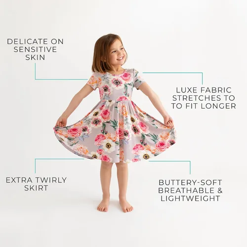 Miniatura 50 de Posh Peanut - Vestidos para niñas – Vestido suave para niña hecho con viscosa de bambú – Vestidos de otoño, primavera y verano para niñas