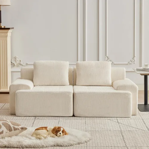 Miniatura 48 de Modular Sectional Sofa with Movable Ottoman, 1 Seat Deep Seat Couch with 1 Pillow, Comfy Cloud Sectional Sofa for Living Room, Bedroom and Apartment