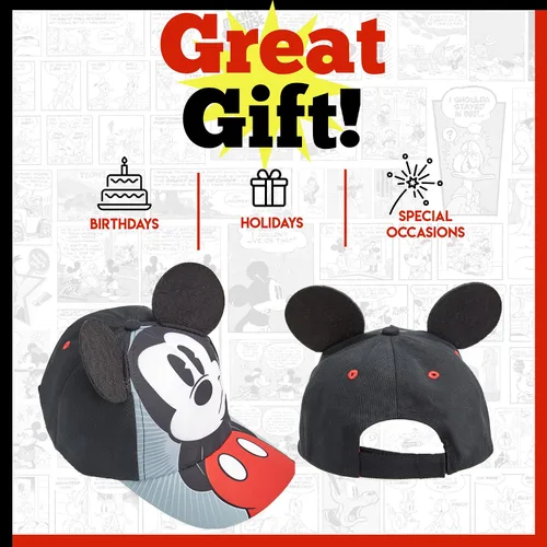 Miniatura 3 de Disney Gorra de béisbol de algodón Mickey Mouse para niños 100 algodón Orejas de Mickey Negro