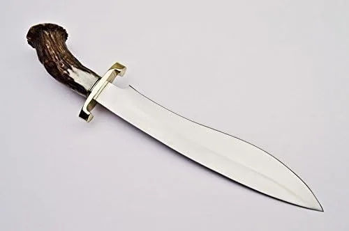 Miniatura 3 de Cuchillo de caza hecho a mano de acero D2 cuchillo de supervivencia con mango de asta de ciervo (S-963)