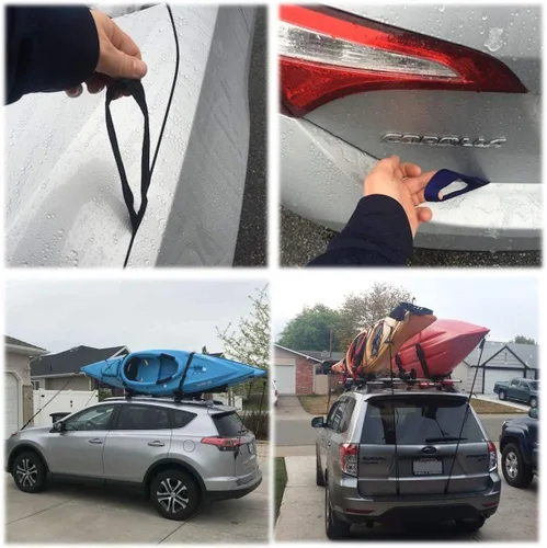 Miniatura 3 de Bucles Rápidos para Capó Anclaje de Cajuela Correas de Amarre para Kayak Proa Popa Canoa Transporte Punto de Amarre Seguro 2 Pares negro