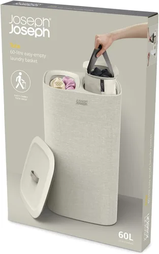 Miniatura 5 de Joseph Joseph Tota - Cesta separadora de ropa sucia de 60 litros/15.8 galones con tapa, 2 bolsas de lavado extraíbles con asas, color crudo