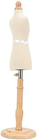 Eujgoov Maniquí de vestido femenino de muñeca, forma de vestido de costura, forma de vestido femenino, forma de torso, madera de haya con base de