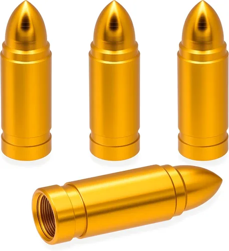 Miniatura 25 de 4 piezas de tapas de válvula de neumático estilo bala, resistentes a la corrosión, tapas universales de válvula de neumático de aleación de aluminio