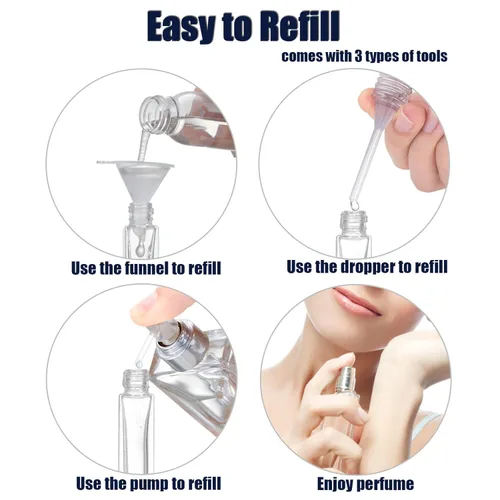 Miniatura 5 de Lil Ray Atomizador de perfume de 0.3 fl oz para hombres y mujeres. Botella de spray de vidrio recargable. Botella de fragancia portátil para viajes