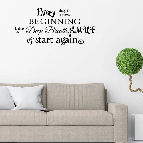 Miniatura 2 de Every Day is a New Beginning Take a Deep Breath Smile and Start Again - Calcomanías de vinilo para pared, citas artísticas, inspiradoras, frases