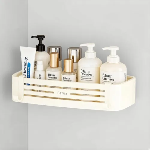 Miniatura 13 de Organizador de ducha esquinero, estantes de ducha adhesivos sin perforaciones con ganchos, organizador de ducha extraíble impermeable y resistente