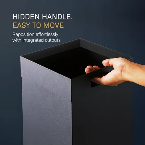 Miniatura 6 de YAMAZAKI Home - Cubo de basura delgado y alto, moderno, cuadrado, de acero con asa, cubo de basura de metal negro para cocina, baño u oficina, 7.25