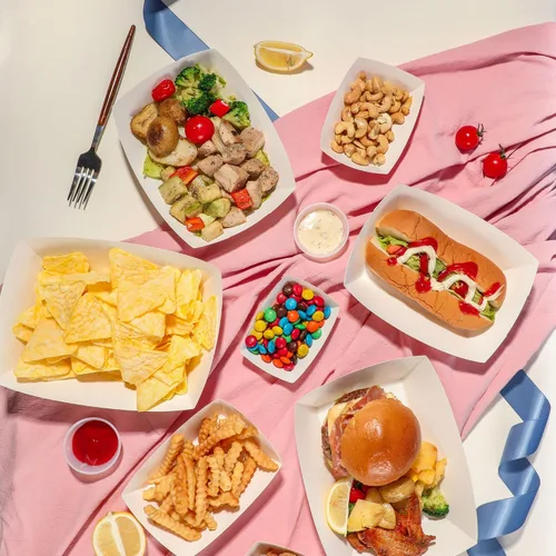 Miniatura 7 de Fit Meal Prep Paquete de 125 bandejas de papel de 5 libras para alimentos desechables de alta resistencia, bandeja de nachos blancos para fiestas