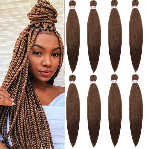 Miniatura 7 de BEFUNNY Cabello para Trenzar, Cabello para Trenzar Pre-Estirado, 24 Pulgadas 8 Paquetes Cabello Preestirado Ombré para Trenzas de Caja de Crochet