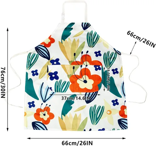Miniatura 2 de LOLOMLO 2 Pack Floral Apron for Women with Pockets, Water Resistant Adjustable Neck Strap, Apron for Gardening