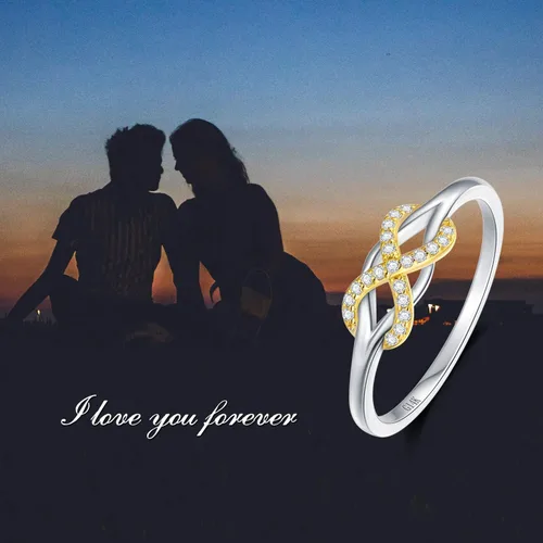 Miniatura 5 de SISGEM Anillo infinito de oro macizo de 14 quilates, símbolo de nudo de amor celta, anillo de diamantes naturales para siempre, anillo de promesa