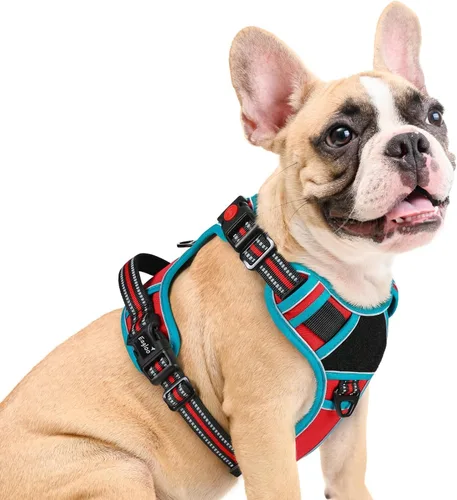 Miniatura 13 de Eagloo Arnés para perro de tamaño pequeño, fácil de llevar con 3 hebillas, arnés ajustable sin tirones para mascotas con sistema MOLLE, chaleco